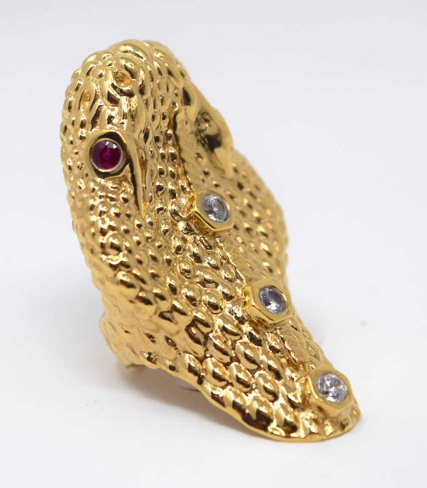 ANACONDA SNAKE RING - Solid Heavy Gold Micron Plate and Ruby