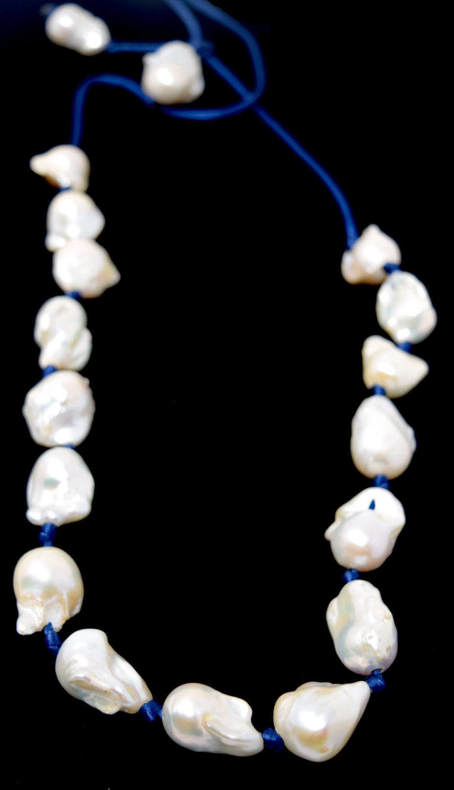 The Lady Elizabeth Pearls - in Blue Silk