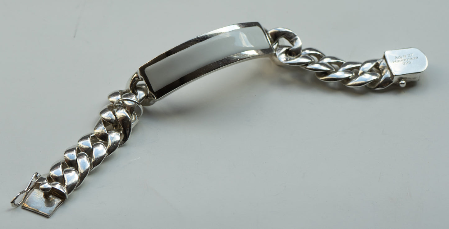 Modern White Enamel ID Bracelet