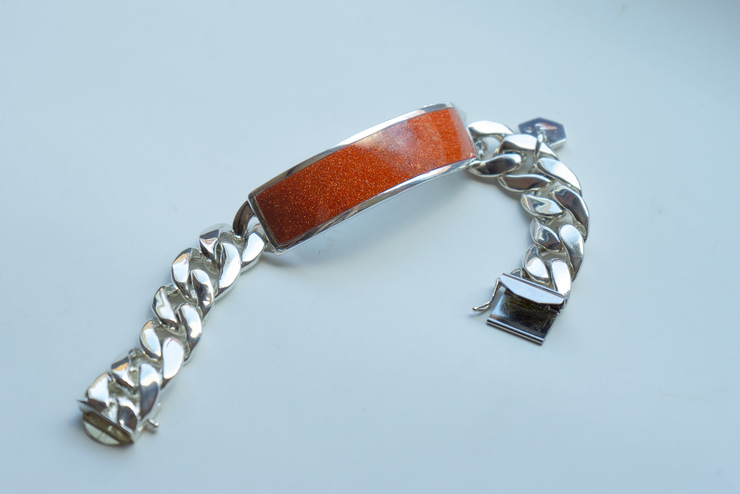 Creativity Promoting Red Sandstone with Natural Gold Flecks ID Bracelet