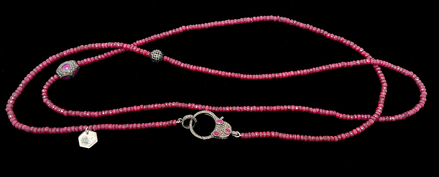 Pavé Diamonds and Ruby Strand Necklace