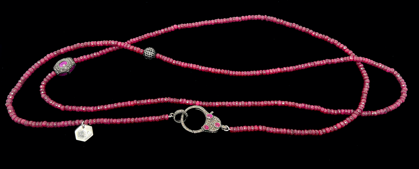 Pavé Diamonds and Ruby Strand Necklace