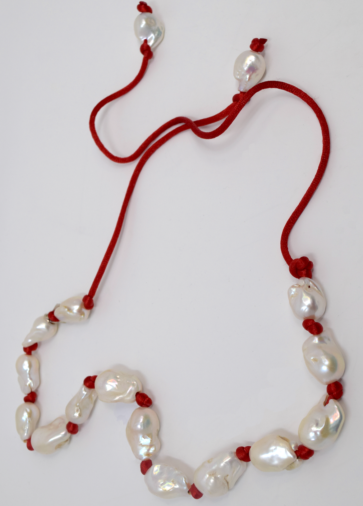 The Lady Elizabeth Pearls - in Red Silk