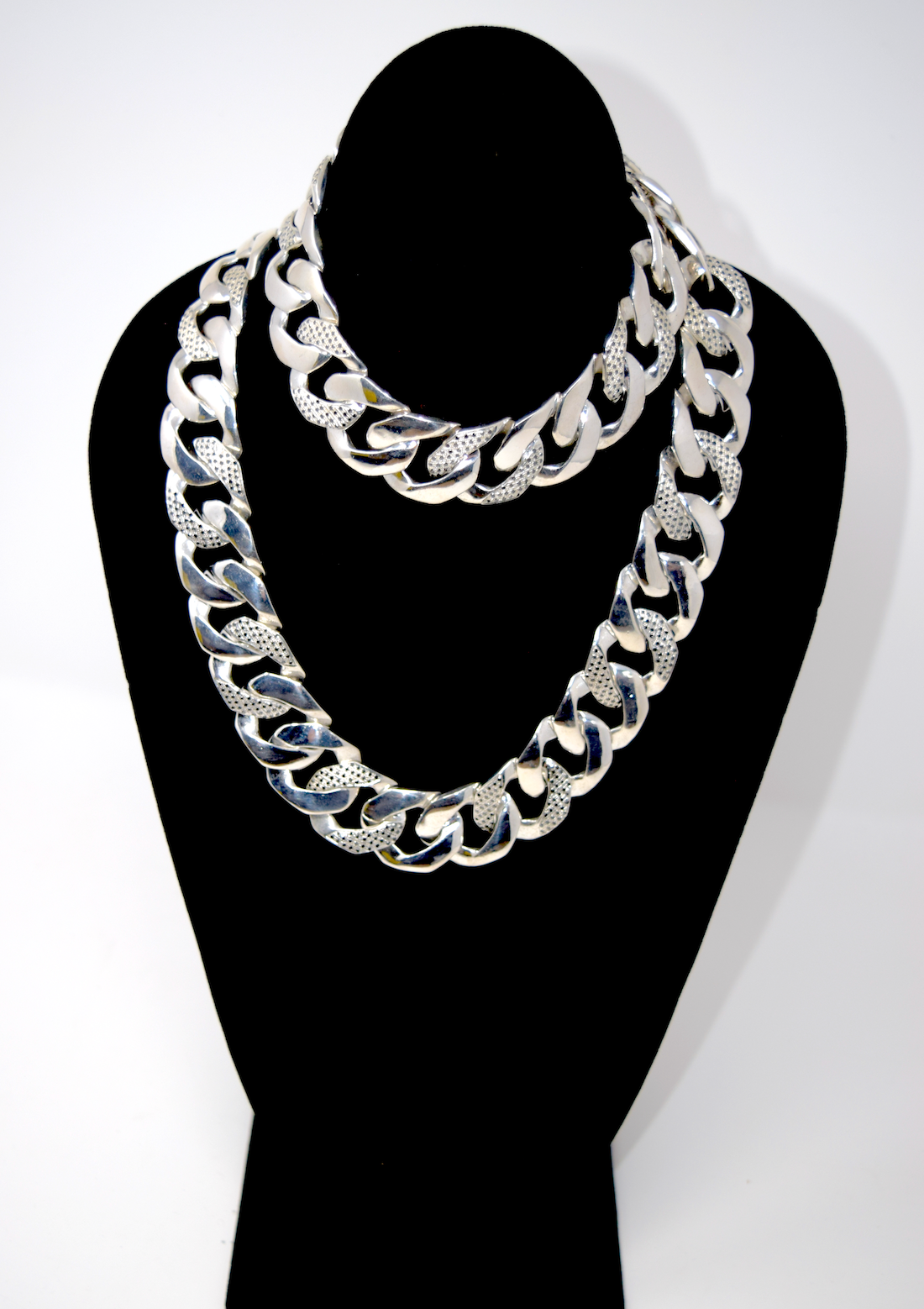 Long Wrap Around Cuban Link Chain with Black Diamond Pavé