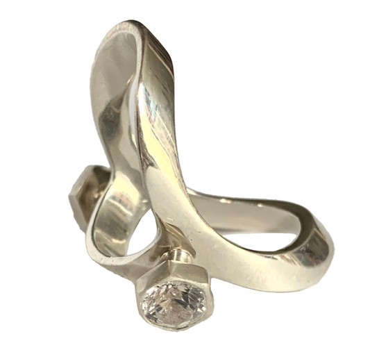 Knuckle Screw Ring - Silver White Sapphire