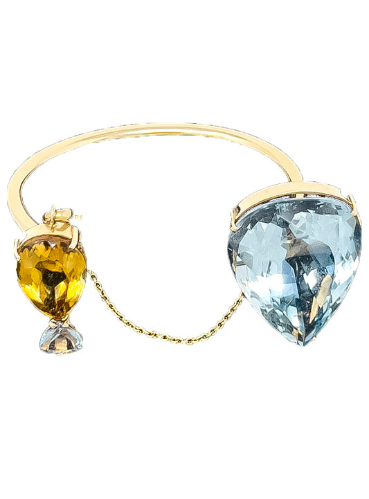 Manifesting Love - Topaz and Solid Yellow Gold Cuff