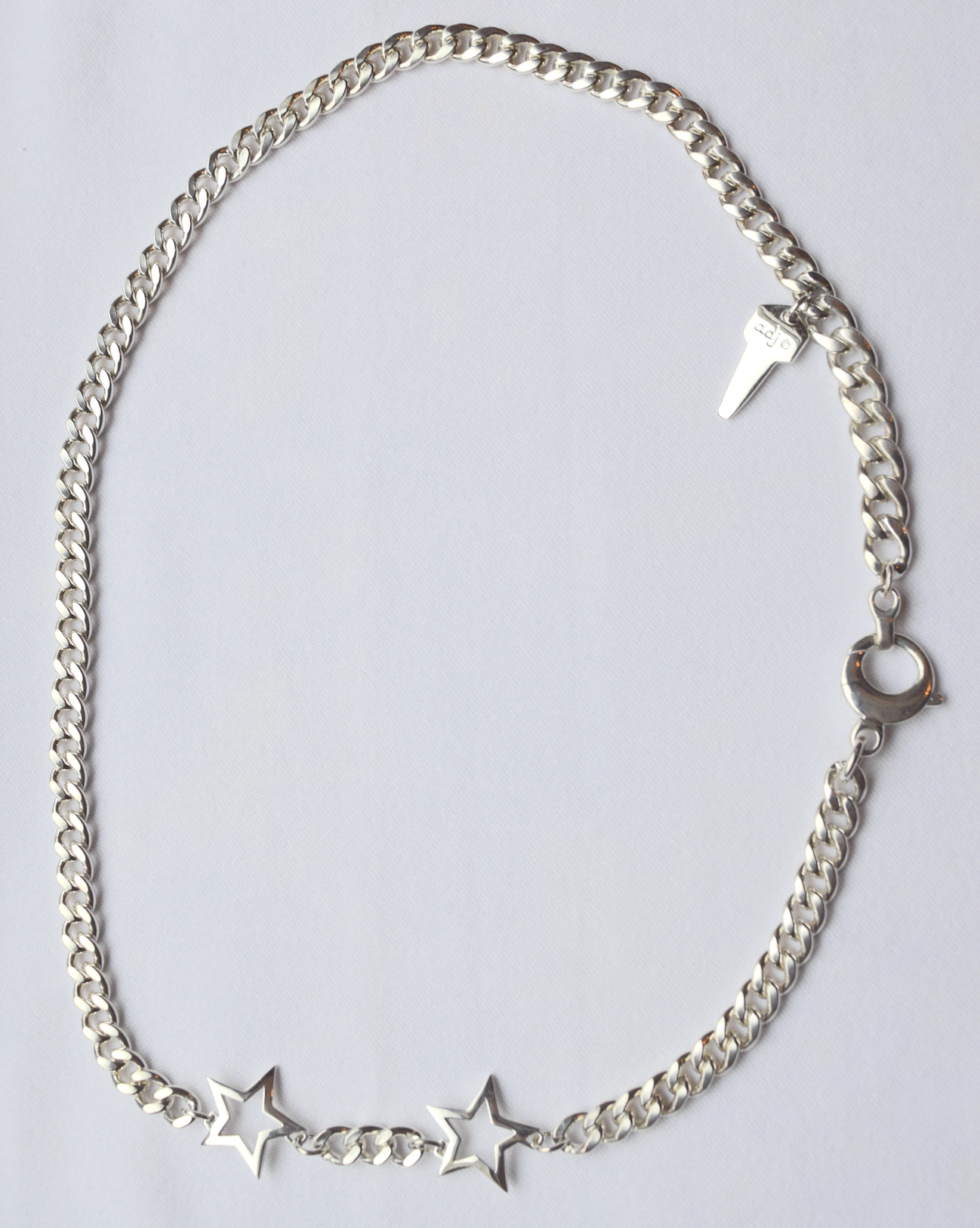 Solid Sterling Silver Cuban Link Star Chain