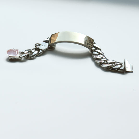 Thick 14k Solid Gold Overlay on Solid Sterling Silver ID Bracelet
