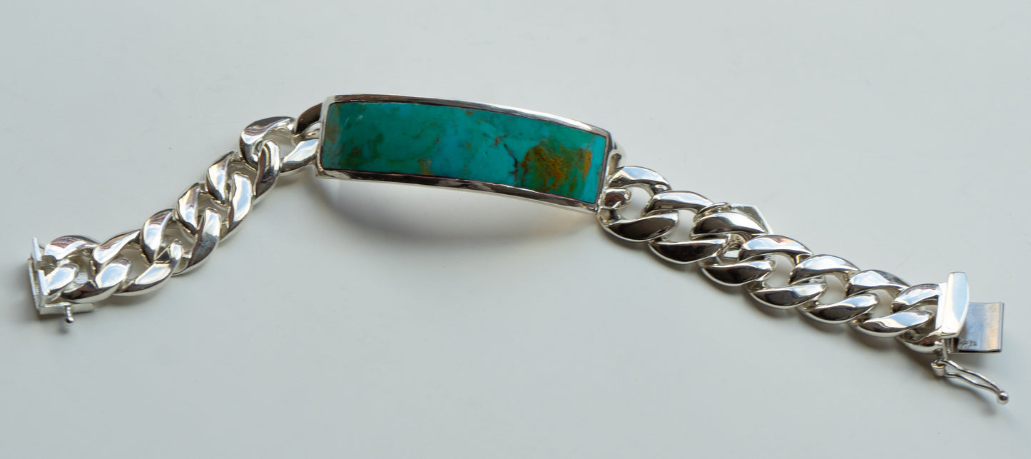 Alignment Bestowing Turquoise with Solid Sterling Silver Custom Light Link ID Bracelet
