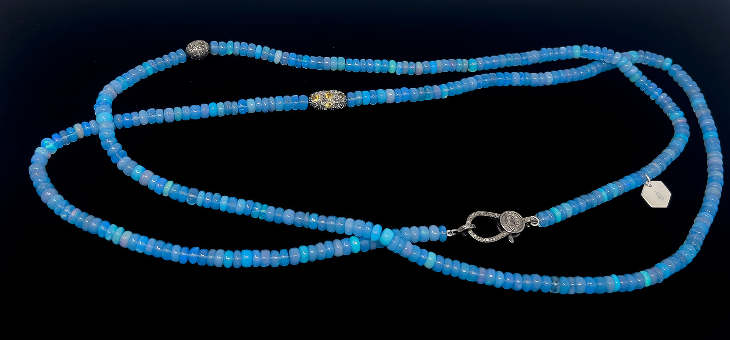 Opal and Diamond Pavé Clasp Strand Necklace