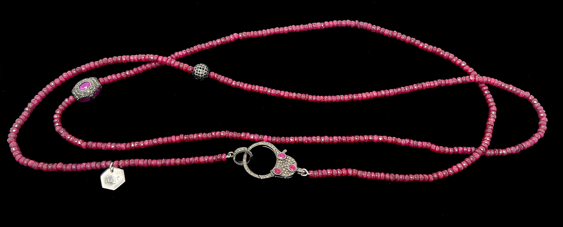 Pavé Diamonds and Ruby Strand Necklace - Main Image