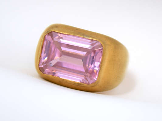 The Princess Annabelle Ring in Pink Topaz and 2.5 Micron Gold Plate on Special Brass